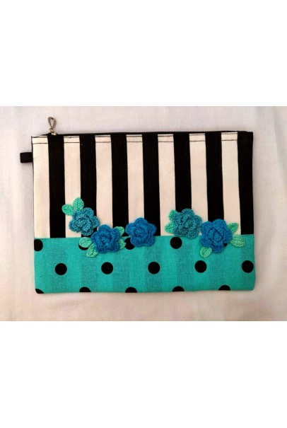 Happy Threads Pretty Cotton Storage Pouch (Sky-Blue)